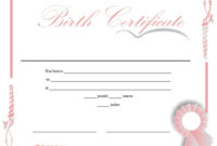 10 Free Printable Birth Certificate Templates (Word & Pdf intended for Fresh Novelty Birth Certificate Template