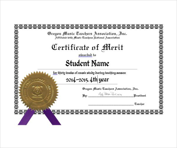 10+ Merit Certificate Templates | Free Printable Word &amp;amp; Pdf for Certificate Of Merit Templates Editable