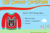 10+ Ugly Sweater Certificate Template Free Printables in Unique Free Ugly Christmas Sweater Certificate Template