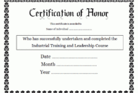 11+ Certificate Of Honor Templates | Free Printable Word throughout Unique Honor Award Certificate Template