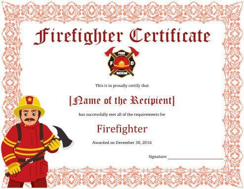 11+ Firefighter Certificate Templates | Free Printable Word regarding Best Firefighter Training Certificate Template