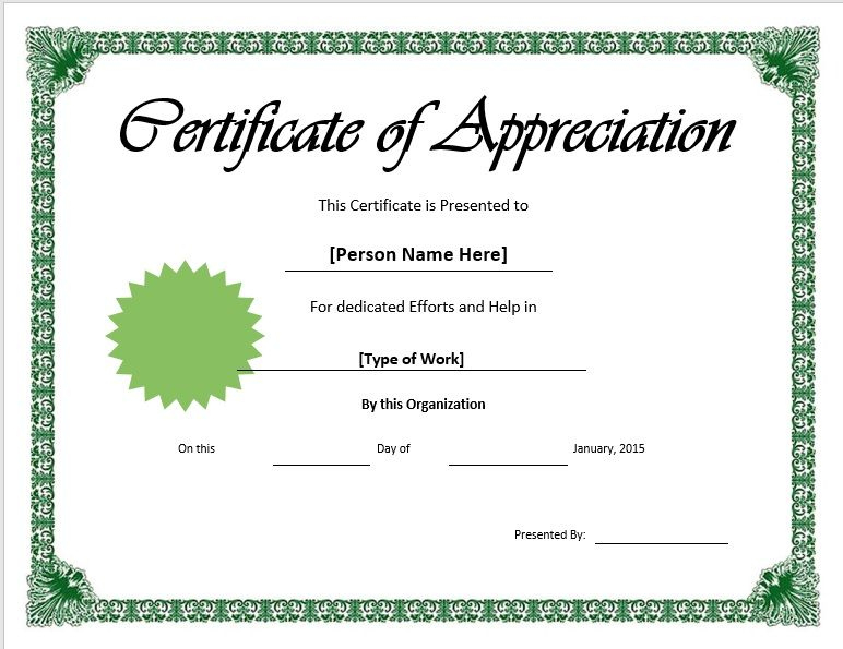 11 Free Appreciation Certificate Templates - Word Templates pertaining to New Certificates Of Appreciation Template