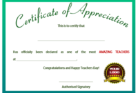 11+ Printable Certificates Of Appreciation For Teachers in Teacher Appreciation Certificate Free Printable