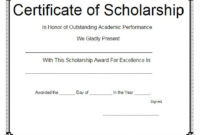 11+ Scholarship Certificate Templates | Free Word & Pdf Samples regarding 10 Scholarship Award Certificate Editable Templates