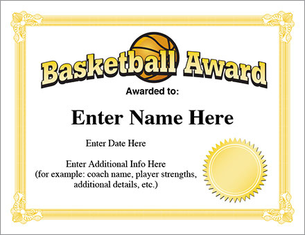12+ Basketball Awards Certificates - Pdf | Examples intended for Download 10 Basketball Mvp Certificate Editable Templates