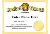 12+ Basketball Awards Certificates – Pdf | Examples regarding 7 Basketball Achievement Certificate Editable Templates