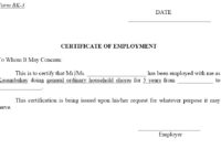 12 Free Sample Employment Certificate Templates – Printable intended for New Employee Certificate Of Service Template
