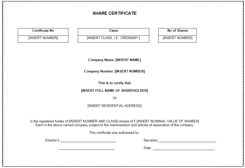 12 Free Sample Stock Shares Certificate Templates inside Fresh Template For Share Certificate