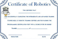 12+ Robotics Certificate Templates For Training Institutes for Robotics Certificate Template