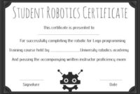 12+ Robotics Certificate Templates For Training Institutes in New Robotics Certificate Template