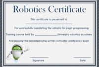 12+ Robotics Certificate Templates For Training Institutes inside Robotics Certificate Template Free