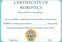 12+ Robotics Certificate Templates For Training Institutes inside Unique Robotics Certificate Template Free