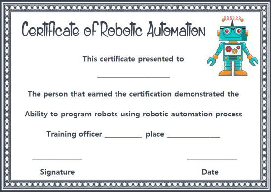 12+ Robotics Certificate Templates For Training Institutes intended for New Robotics Certificate Template