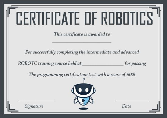 12+ Robotics Certificate Templates For Training Institutes pertaining to Unique Robotics Certificate Template Free