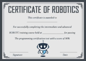 12+ Robotics Certificate Templates For Training Institutes within New Robotics Certificate Template