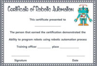 12+ Robotics Certificate Templates For Training Institutes within Unique Robotics Certificate Template Free