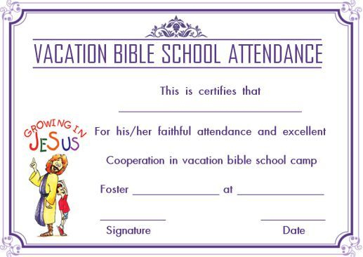12+ Vbs Certificate Templates For Students Of Bible School for Best Free Vbs Certificate Templates