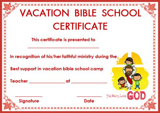 12+ Vbs Certificate Templates For Students Of Bible School pertaining to Vbs Certificate Template