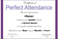 13 Free Sample Perfect Attendance Certificate Templates for Perfect Attendance Certificate Template