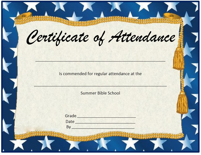 13 Free Sample Perfect Attendance Certificate Templates inside Perfect Attendance Certificate Free Template