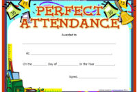 13 Free Sample Perfect Attendance Certificate Templates throughout Perfect Attendance Certificate Free Template