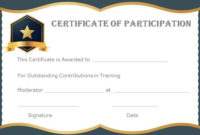 13+ Training Participation Certificate Templates – Free in Unique Free Templates For Certificates Of Participation