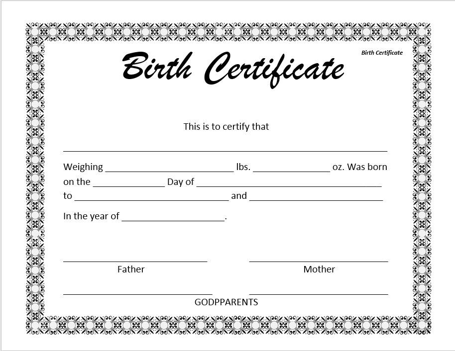 14 Free Birth Certificate Templates In Ms Word &amp;amp; Pdf in New Birth Certificate Fake Template