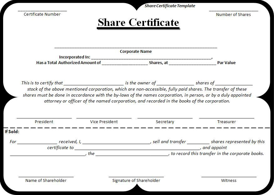 14+ Share Certificate Templates | Free Printable Word &amp; Pdf intended for Blank Share Certificate Template Free