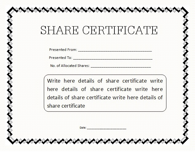 14+ Share Certificate Templates | Free Word &amp; Pdf Samples intended for Blank Share Certificate Template Free