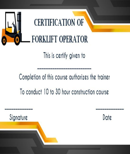 15+Forklift Certification Card Template For Training inside Forklift Certification Template