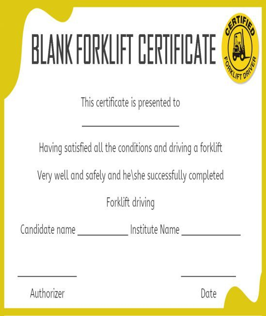 15+Forklift Certification Card Template For Training intended for Best Forklift Certification Template