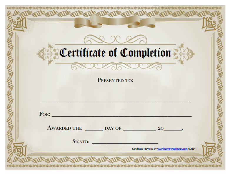 18 Free Certificate Of Completion Templates | Utemplates within Best Certificate Of Sobriety Template Free