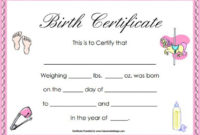 19+ Birth Certificate Templates | Word, Excel & Pdf regarding Baby Doll Birth Certificate Template