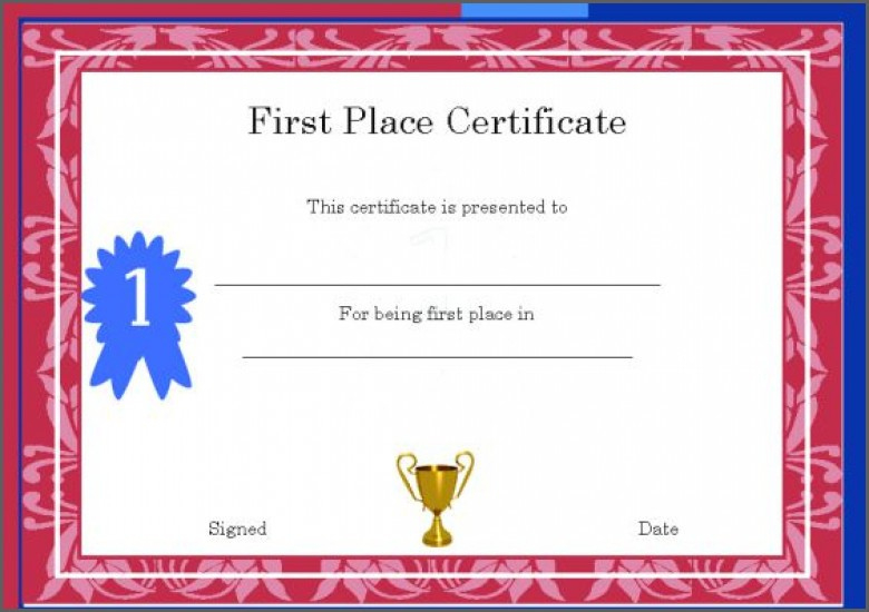 1St 2Nd 3Rd Place Certificate Template Templates First Award throughout Quality First Place Award Certificate Template