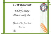 20 Free Baby S First Haircut Certificate Templates with New First Haircut Certificate Printable Free 9 Designs