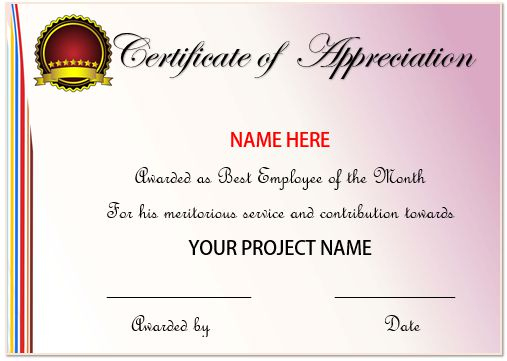 20+ Free Certificates Of Appreciation For Employee Templates with regard to Quality Best Employee Certificate Template