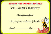 21 Free Printable Spelling Bee Certificates: Participation for Fresh Spelling Bee Award Certificate Template