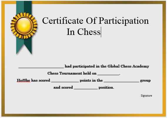 23 Free Printable Chess Certificates You Can Use For Chess in Chess Tournament Certificate Template Free 8 Ideas
