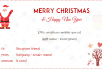 24+ Christmas & New Year Gift Certificate Templates for Christmas Gift Certificate Template Free Download