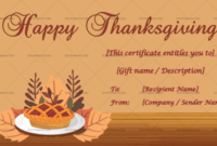 24+ Thanksgiving Gift Certificate Templates – Customizable within Unique Thanksgiving Gift Certificate Template Free