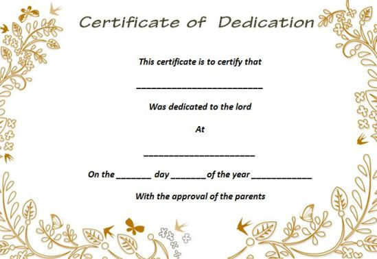 26 Free Fillable Baby Dedication Certificates In Word throughout New Baby Christening Certificate Template