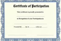 28+ [ Participation Certificate Template ] | Pics Photos P for Unique Certificate Of Participation Template Doc