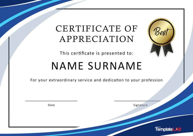 30 Free Certificate Of Appreciation Templates And Letters In with regard to Quality Felicitation Certificate Template