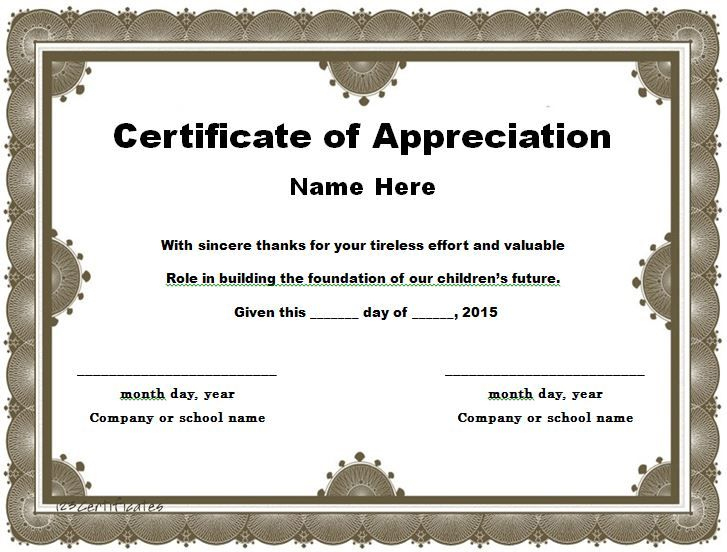 30 Free Certificate Of Appreciation Templates And Letters with regard to Thanks Certificate Template