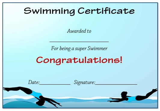 Best Swimming Achievement Certificate Free Printable Amazing