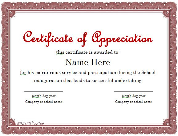 31 Free Certificate Of Appreciation Templates And Letters with regard to Certificate Of Recognition Word Template