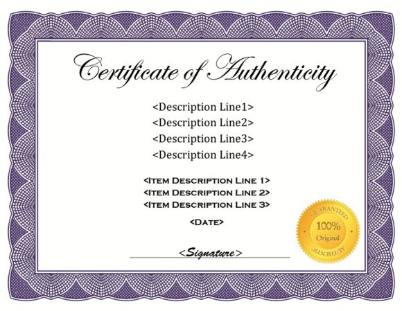 37 Certificate Of Authenticity Templates (Art, Car inside Fresh Certificate Of Authenticity Template