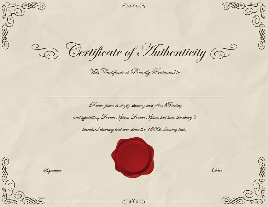 certificate of authenticity template coin