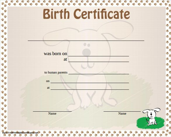 38+ Word, Pdf, Psd, Ai, Indesign Format Download | Free in Dog Birth Certificate Template Editable