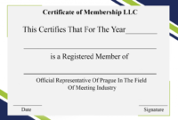 4+ Free Sample Certificate Of Membership Templates intended for Fresh Llc Membership Certificate Template Word